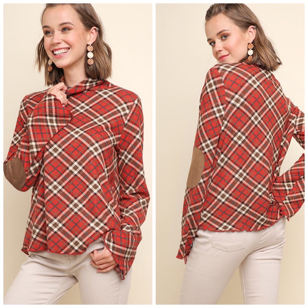 🆕HP!🎉Umgee Lettuce Trim Suede Elbow Top